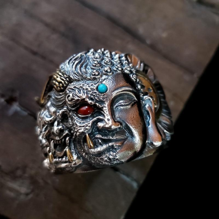 Buddha & Mara 925 Sterling Silver Ring