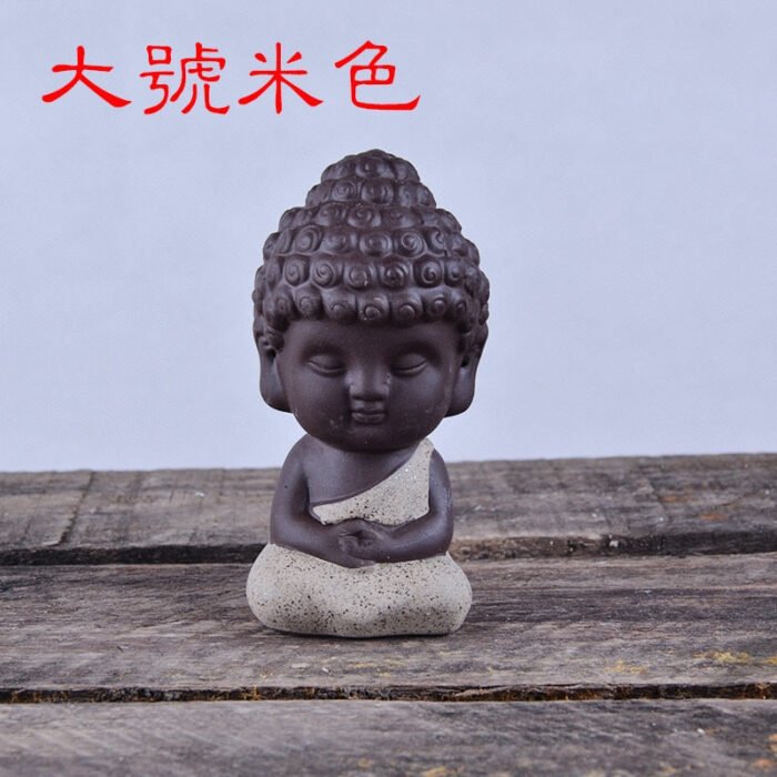 Creative Purple Clay Tea Pets Ornament Buddha Figurines Little Monk  Baby Boy Tea Table Home Decoration Crafts