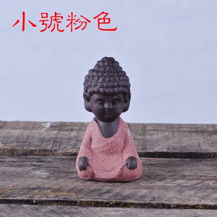 Creative Purple Clay Tea Pets Ornament Buddha Figurines Little Monk  Baby Boy Tea Table Home Decoration Crafts