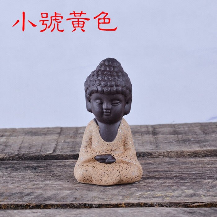 Creative Purple Clay Tea Pets Ornament Buddha Figurines Little Monk  Baby Boy Tea Table Home Decoration Crafts