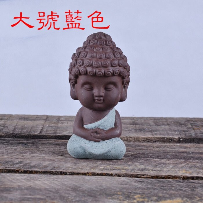 Creative Purple Clay Tea Pets Ornament Buddha Figurines Little Monk  Baby Boy Tea Table Home Decoration Crafts