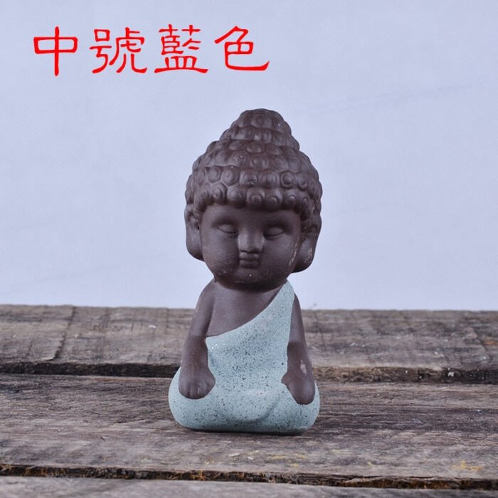 Creative Purple Clay Tea Pets Ornament Buddha Figurines Little Monk  Baby Boy Tea Table Home Decoration Crafts