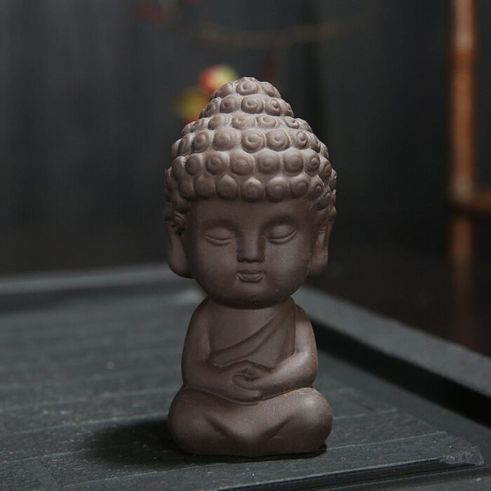 Creative Purple Clay Tea Pets Ornament Buddha Figurines Little Monk  Baby Boy Tea Table Home Decoration Crafts