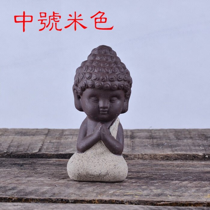 Creative Purple Clay Tea Pets Ornament Buddha Figurines Little Monk  Baby Boy Tea Table Home Decoration Crafts