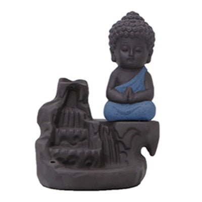 Hc98bc95361e347a1949eefc34f3b61efk 4 Colors Available Ceramic Little Monk Smoke Backflow Cone Censer Holder Incense Burner Home Decoration