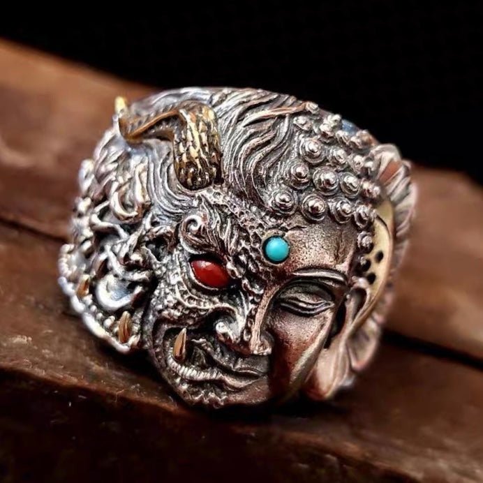 Buddha & Mara 925 Sterling Silver Ring