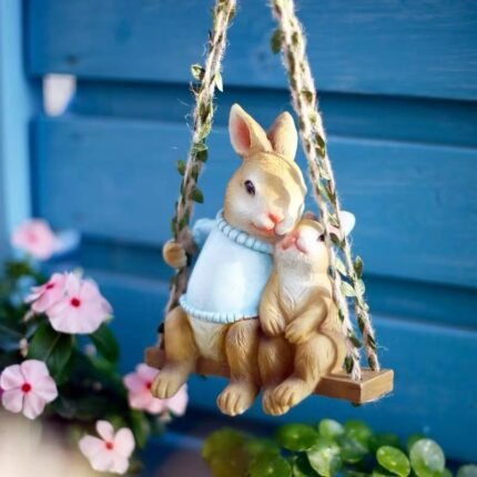 Lovely Bunny On The Swing