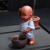 H016688745c7e49059e69335a98808fb25 Tea Pets Ornament Chinese Folk Art Purple Clay Decoration Crafts Figurines Little Monk Yixing Baby Boy Spray Pee Tea Accessories
