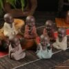 VILEAD Ceramic Buddha Statues Modern Mini Monk Sculpture Tea Set Statuette Miniature Figurines for Home Decoration Accessories