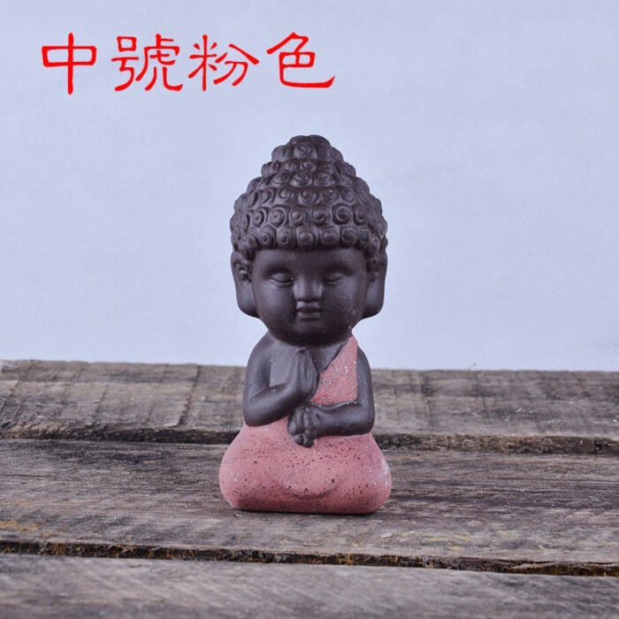 Creative Purple Clay Tea Pets Ornament Buddha Figurines Little Monk  Baby Boy Tea Table Home Decoration Crafts