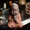 VILEAD Ceramic Buddha Statues Modern Mini Monk Sculpture Tea Set Statuette Miniature Figurines for Home Decoration Accessories