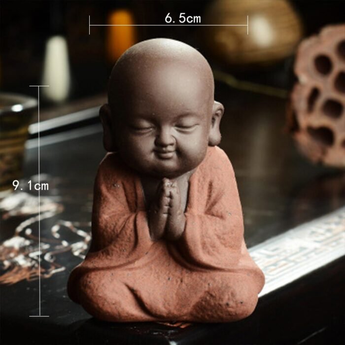 VILEAD Ceramic Buddha Statues Modern Mini Monk Sculpture Tea Set Statuette Miniature Figurines for Home Decoration Accessories