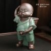 H4be959b7ae1041ad9aa65aca8361a17en Tea Pets Ornament Chinese Folk Art Purple Clay Decoration Crafts Figurines Little Monk Yixing Baby Boy Spray Pee Tea Accessories