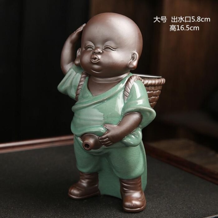 H4be959b7ae1041ad9aa65aca8361a17en Tea Pets Ornament Chinese Folk Art Purple Clay Decoration Crafts Figurines Little Monk Yixing Baby Boy Spray Pee Tea Accessories