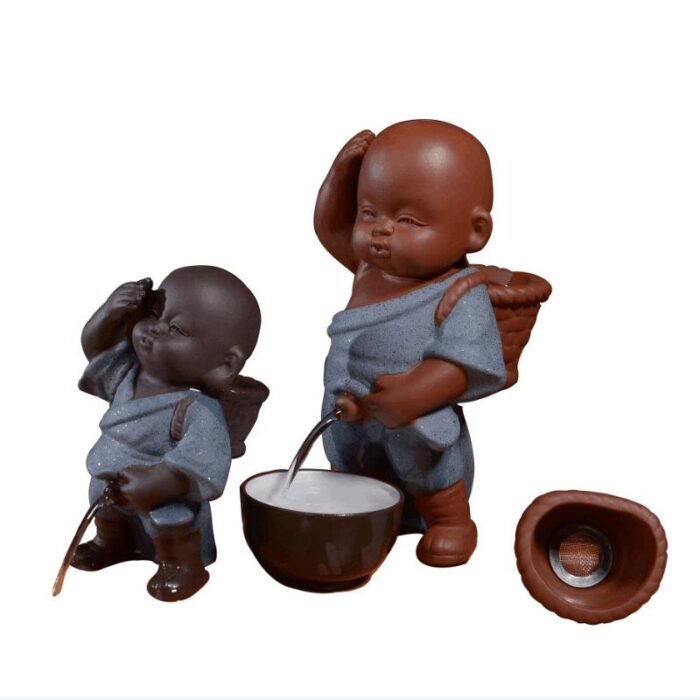 H59c8ea9805014294bbc3e4fd783320410 Tea Pets Ornament Chinese Folk Art Purple Clay Decoration Crafts Figurines Little Monk Yixing Baby Boy Spray Pee Tea Accessories