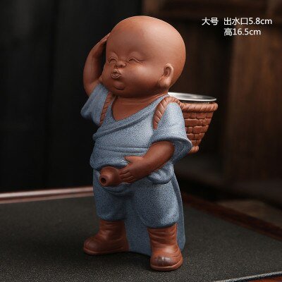 XMT-HOME New Purple Sand Pee Spout Water Spray Tea Pet Decoration Little Monk Tea Infuser Pissing Tea Boy