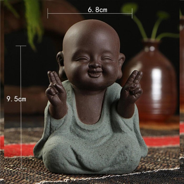 VILEAD Ceramic Buddha Statues Modern Mini Monk Sculpture Tea Set Statuette Miniature Figurines for Home Decoration Accessories