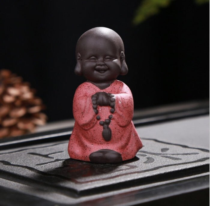 Creative Purple Clay Tea Pets Ornament Buddha Figurines Little Monk  Baby Boy Tea Table Home Decoration Crafts