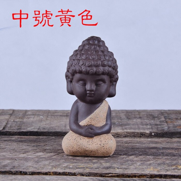 Creative Purple Clay Tea Pets Ornament Buddha Figurines Little Monk  Baby Boy Tea Table Home Decoration Crafts
