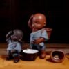H7b16d77dabe144edb06133ee487a0069E Tea Pets Ornament Chinese Folk Art Purple Clay Decoration Crafts Figurines Little Monk Yixing Baby Boy Spray Pee Tea Accessories