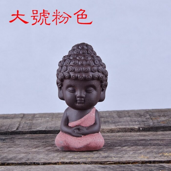 Creative Purple Clay Tea Pets Ornament Buddha Figurines Little Monk  Baby Boy Tea Table Home Decoration Crafts