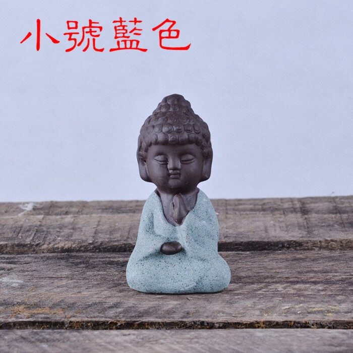 Creative Purple Clay Tea Pets Ornament Buddha Figurines Little Monk  Baby Boy Tea Table Home Decoration Crafts