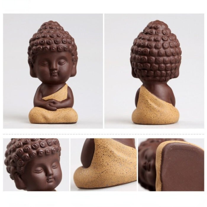 Creative Purple Clay Tea Pets Ornament Buddha Figurines Little Monk  Baby Boy Tea Table Home Decoration Crafts