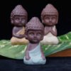 Small Buddha Statue Monk Figurine Tathagata India Yoga MandalaTea Pet Purple Ceramic Crafts Decorative Ornaments