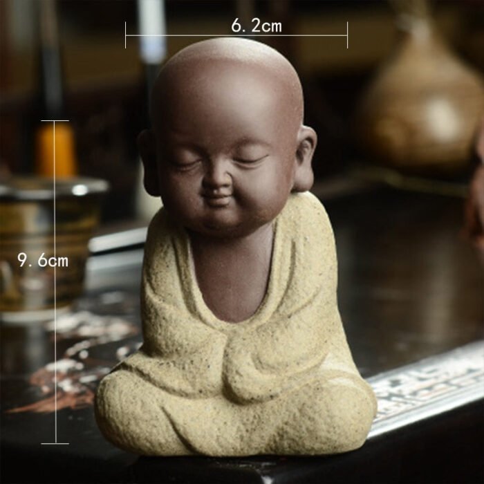 VILEAD Ceramic Buddha Statues Modern Mini Monk Sculpture Tea Set Statuette Miniature Figurines for Home Decoration Accessories