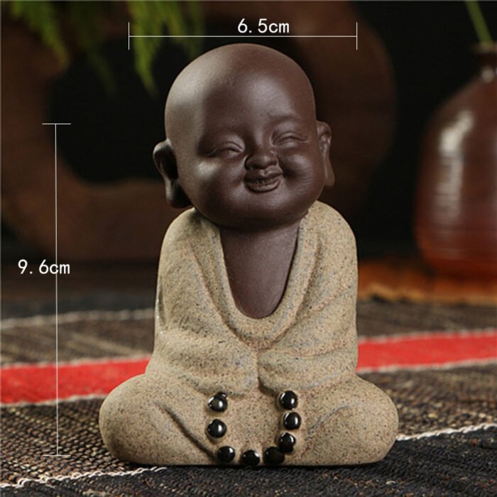 VILEAD Ceramic Buddha Statues Modern Mini Monk Sculpture Tea Set Statuette Miniature Figurines for Home Decoration Accessories