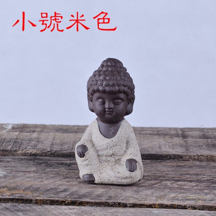 Creative Purple Clay Tea Pets Ornament Buddha Figurines Little Monk  Baby Boy Tea Table Home Decoration Crafts