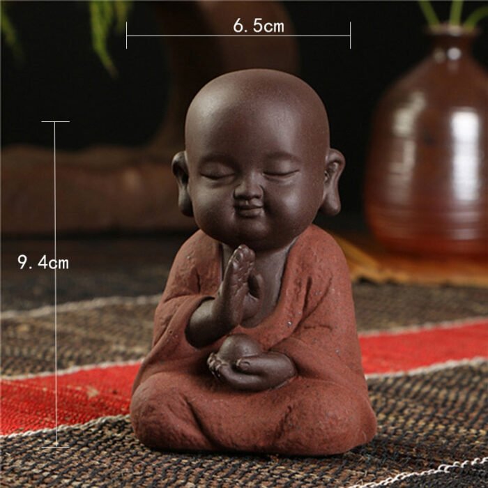 VILEAD Ceramic Buddha Statues Modern Mini Monk Sculpture Tea Set Statuette Miniature Figurines for Home Decoration Accessories