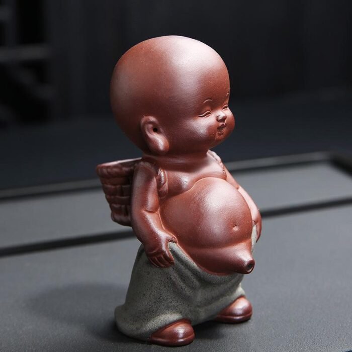 Hfdcd39df397d48dab7865ee270f0dff3r Tea Pets Ornament Chinese Folk Art Purple Clay Decoration Crafts Figurines Little Monk Yixing Baby Boy Spray Pee Tea Accessories
