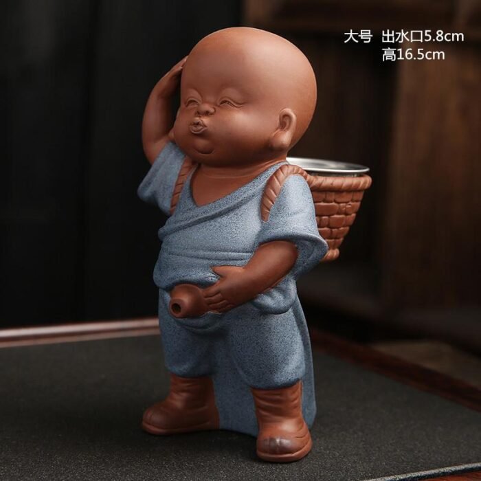 Sa1991fa69b9f4fe686a56384bf28a3594 Tea Pets Ornament Chinese Folk Art Purple Clay Decoration Crafts Figurines Little Monk Yixing Baby Boy Spray Pee Tea Accessories