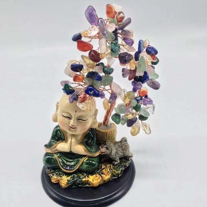 Laughing Buddha With Crystal Tree